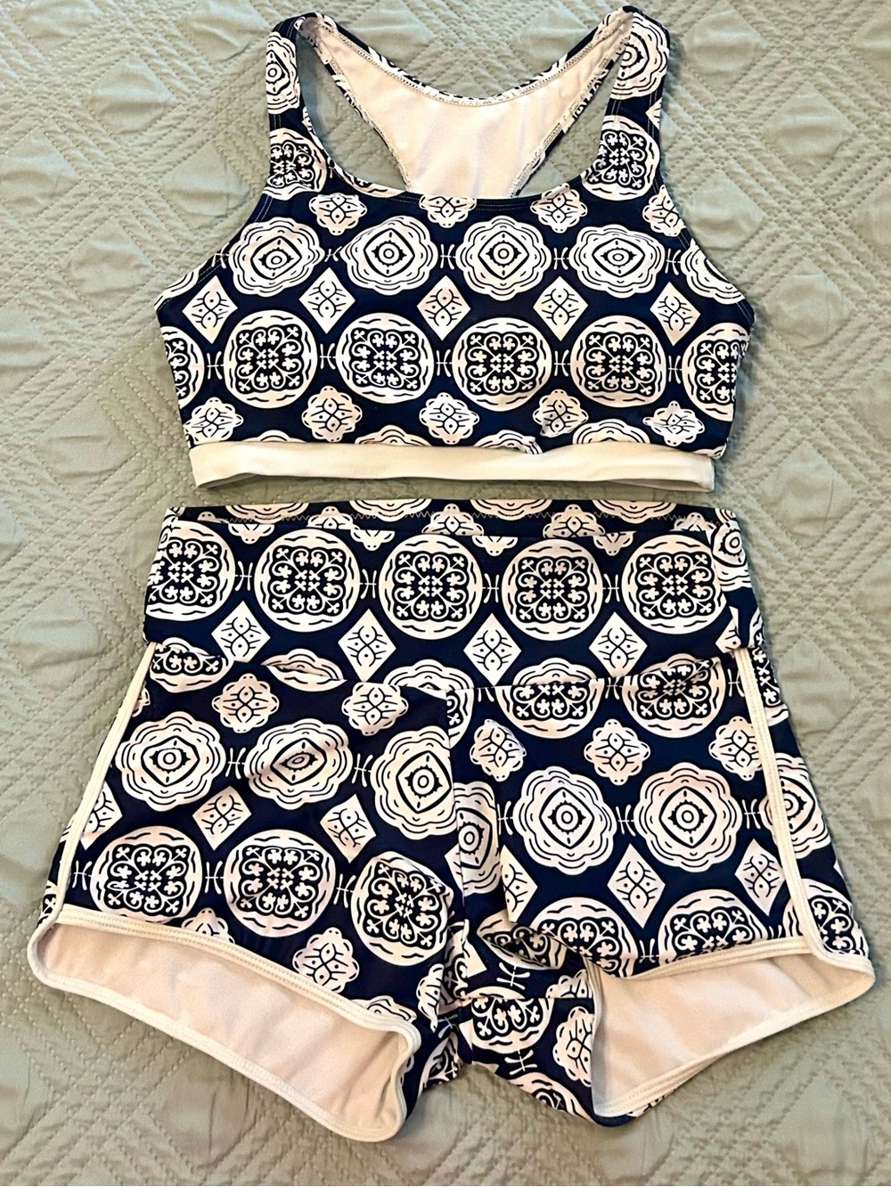 Women’s Navy and White Two-Piece Swim Set, Size Small